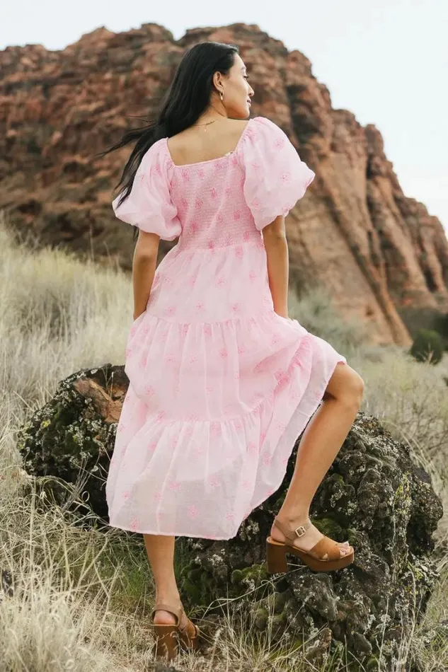 Bohme Dresses Floral Embroidered Puff Sleeve Dress In Pink Pink 8211 Women Bohme Dresses Floral Embroidered Puff Sleeve Dress In Pink Pink 8211 Women