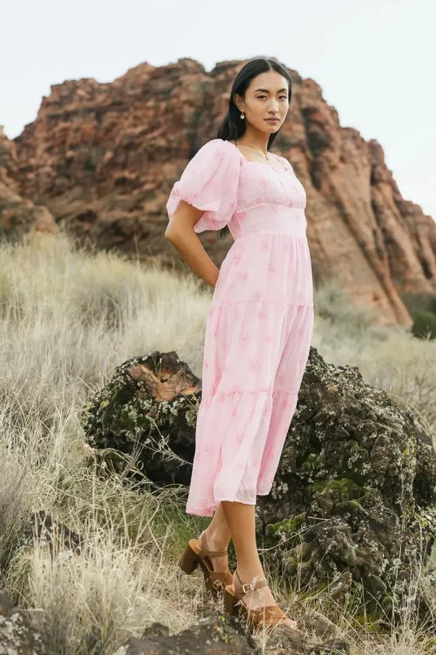 Bohme Dresses Floral Embroidered Puff Sleeve Dress In Pink Pink 8211 Women Bohme Dresses Floral Embroidered Puff Sleeve Dress In Pink Pink 8211 Women