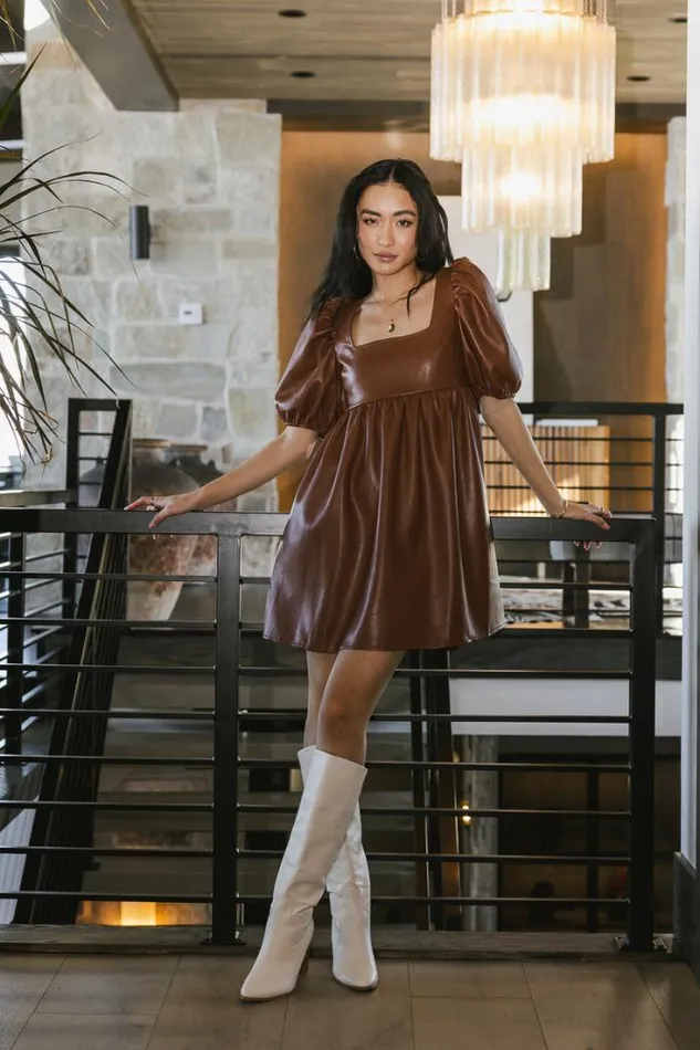 Bohme Dresses Freya Babydoll Dress Brown 8211 Women Bohme Dresses Freya Babydoll Dress Brown 8211 Women