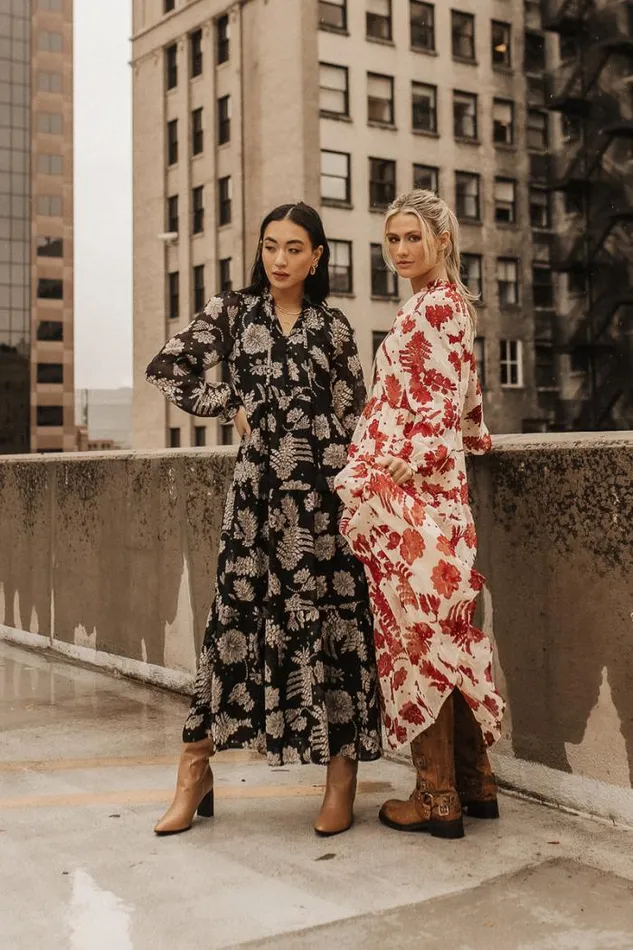 Bohme Dresses Jayla Floral Chiffon Dress In Black Black 8211 Women