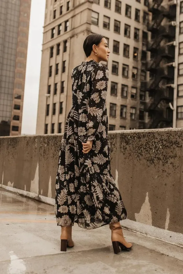 Bohme Dresses Jayla Floral Chiffon Dress In Black Black 8211 Women Bohme Dresses Jayla Floral Chiffon Dress In Black Black 8211 Women