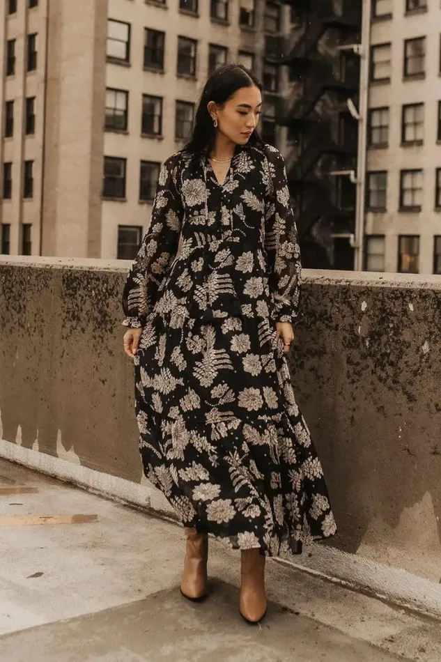 Bohme Dresses Jayla Floral Chiffon Dress In Black Black 8211 Women Bohme Dresses Jayla Floral Chiffon Dress In Black Black 8211 Women