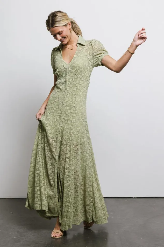 Bohme Dresses Lace Button Up Dress In Sage Sage 8211 Women