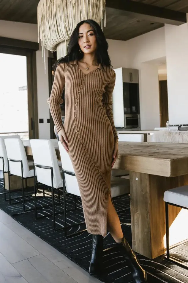 Bohme Dresses Larissa Ribbed Dress In Camel Camel 8211 Women