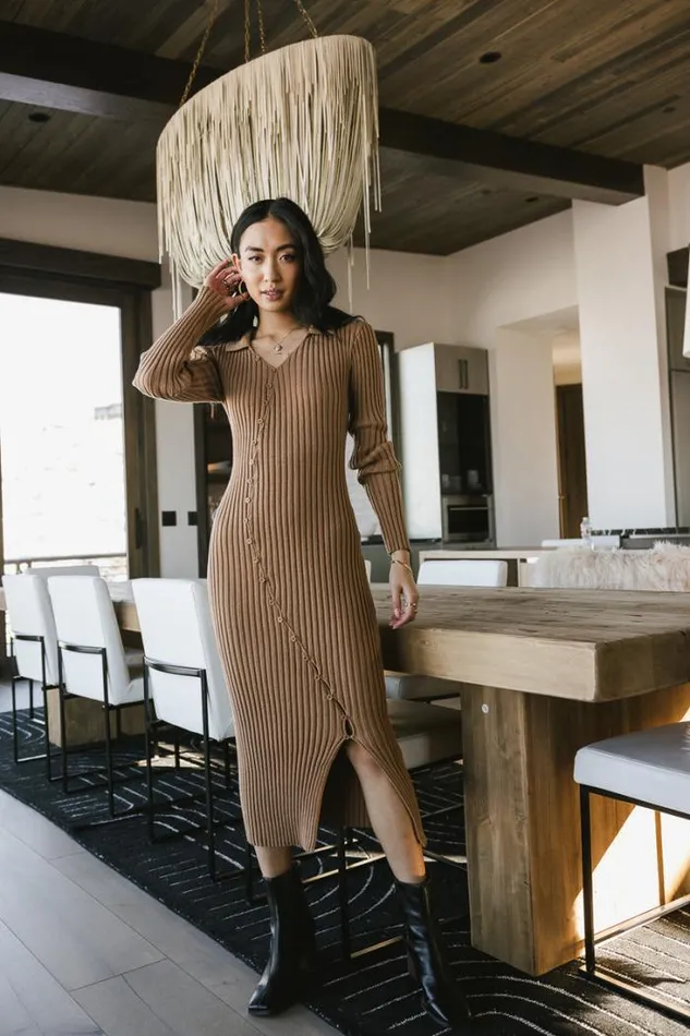 Bohme Dresses Larissa Ribbed Dress In Camel Camel 8211 Women Bohme Dresses Larissa Ribbed Dress In Camel Camel 8211 Women