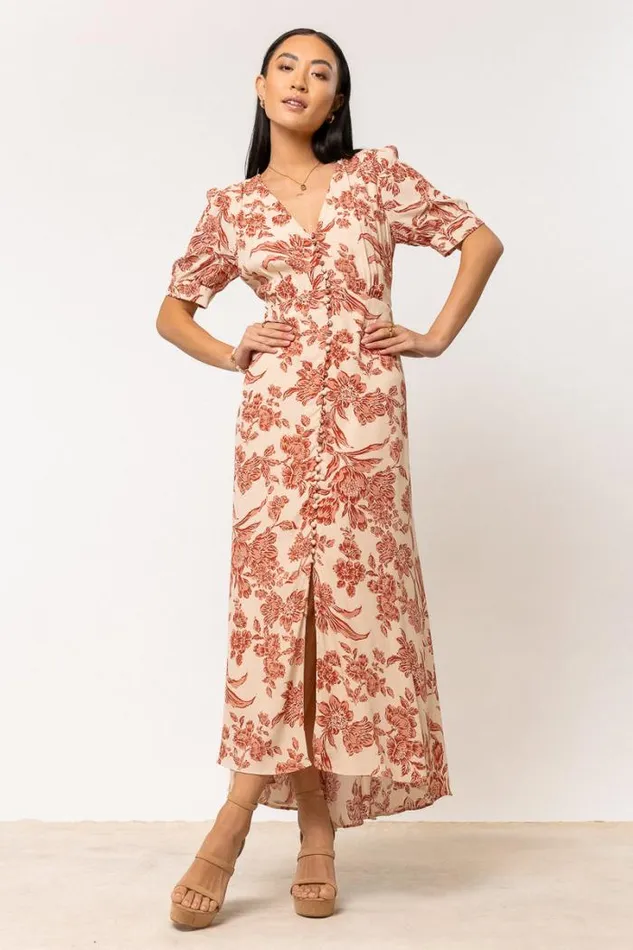 Bohme Dresses Lia Floral Midi Dress In Rust Rust 8211 Women Bohme Dresses Lia Floral Midi Dress In Rust Rust 8211 Women
