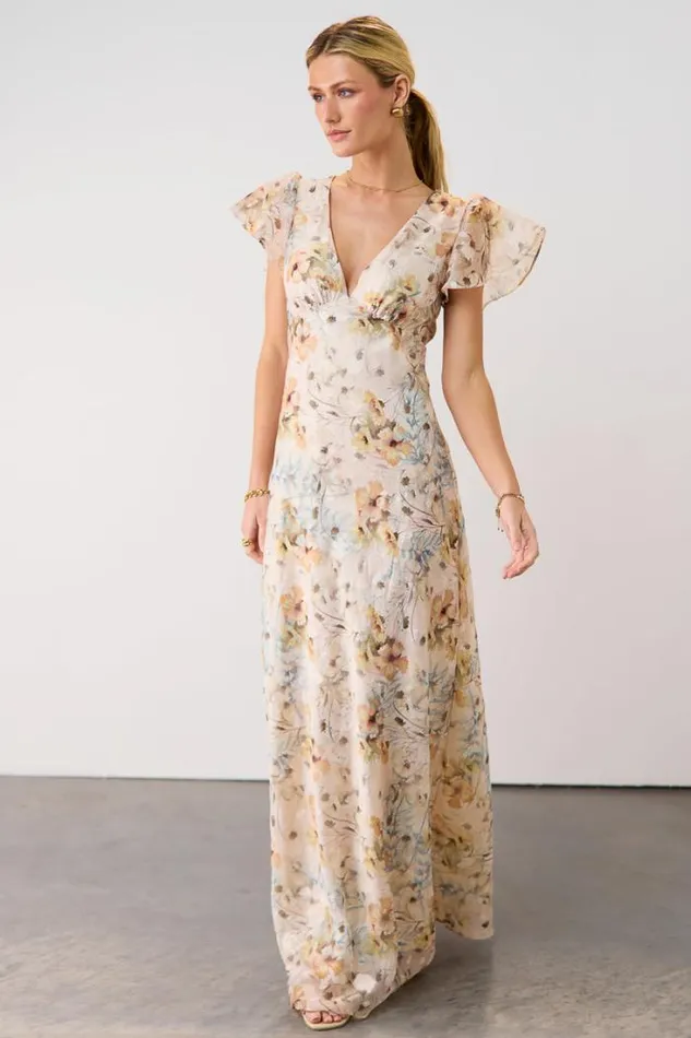 Bohme Dresses Libbie Floral Maxi Dress Beige 8211 Women