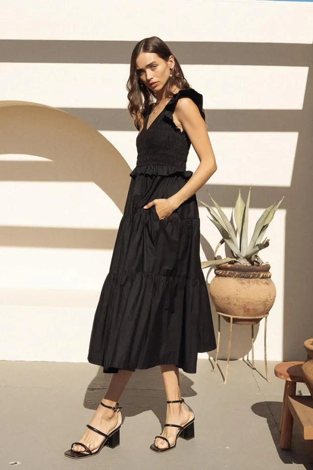 Bohme Dresses Lisette Smocked Dress In Black 8211 FINAL SALE Black 8211 Women Bohme Dresses Lisette Smocked Dress In Black 8211 FINAL SALE Black 8211 Women