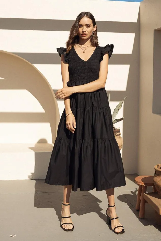 Bohme Dresses Lisette Smocked Dress In Black 8211 FINAL SALE Black 8211 Women Bohme Dresses Lisette Smocked Dress In Black 8211 FINAL SALE Black 8211 Women