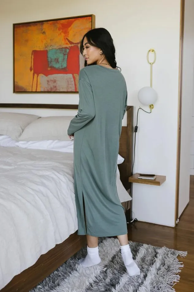 Bohme Dresses Long Sleeve TShirt Dress In Sage Sage 8211 Women Bohme Dresses Long Sleeve TShirt Dress In Sage Sage 8211 Women
