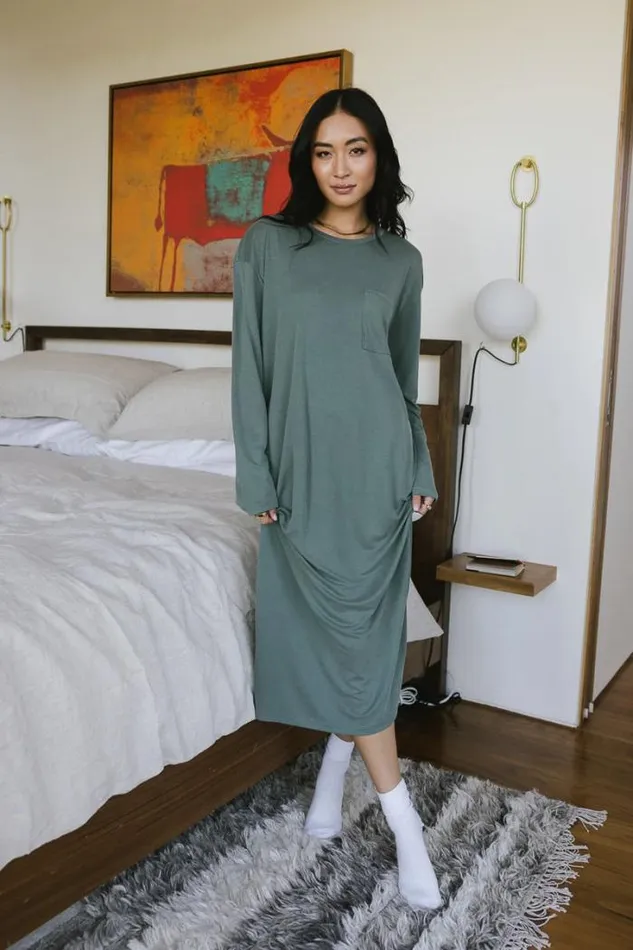Bohme Dresses Long Sleeve TShirt Dress In Sage Sage 8211 Women Bohme Dresses Long Sleeve TShirt Dress In Sage Sage 8211 Women