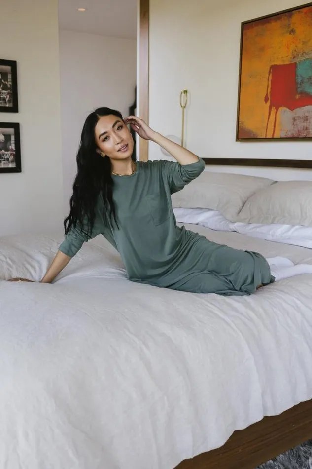 Bohme Dresses Long Sleeve TShirt Dress In Sage Sage 8211 Women Bohme Dresses Long Sleeve TShirt Dress In Sage Sage 8211 Women