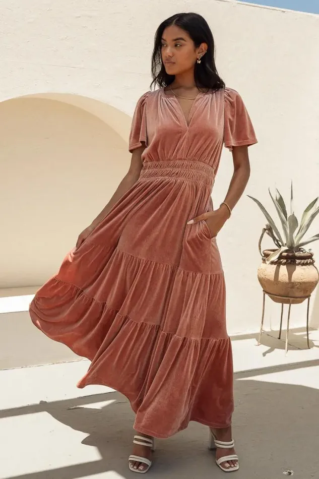 Bohme Dresses Marlowe Velvet Dress In Blush Blush 8211 Women