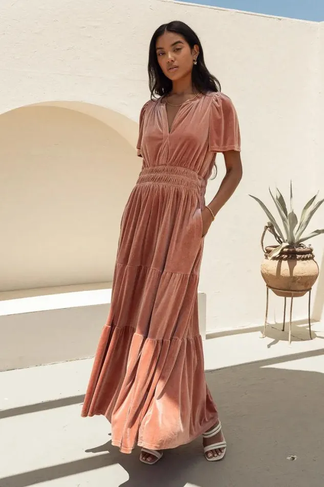 Bohme Dresses Marlowe Velvet Dress In Blush Blush 8211 Women Bohme Dresses Marlowe Velvet Dress In Blush Blush 8211 Women