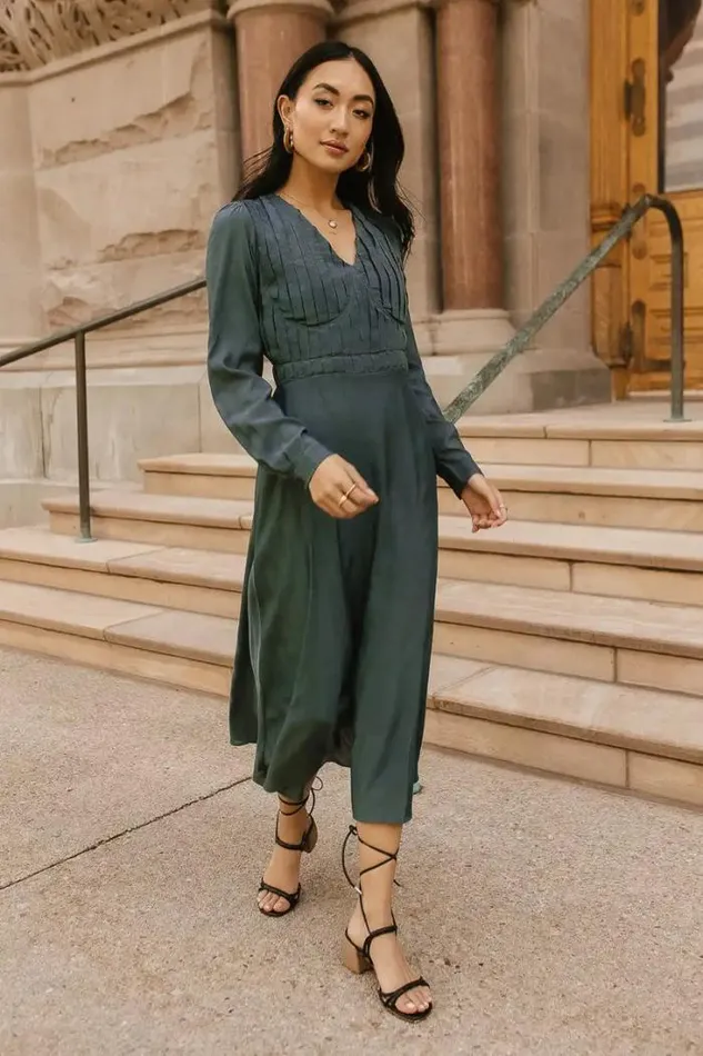 Bohme Dresses Pleated Underwire Midi Dress 8211 FINAL SALE Teal 8211 Women