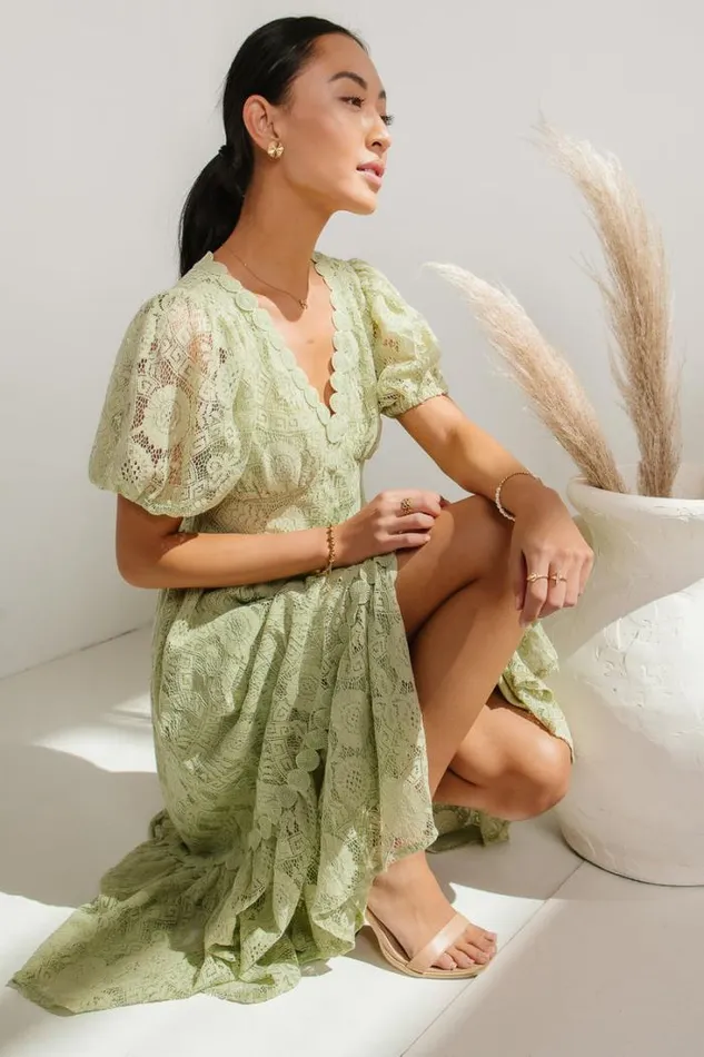 Bohme Dresses Rowan Lace Dress In Sage Sage 8211 Women