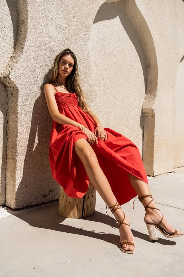 Bohme Dresses Sabine Midi Dress In Red Red 8211 Women