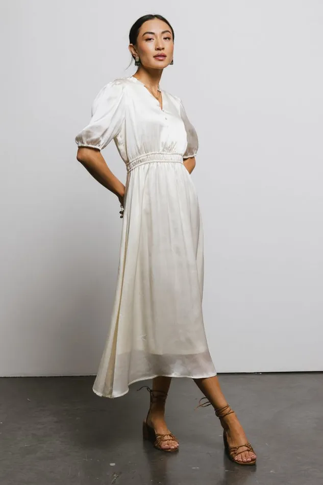 Bohme Dresses VNeck Satin Midi Dress In Cream Cream 8211 Women