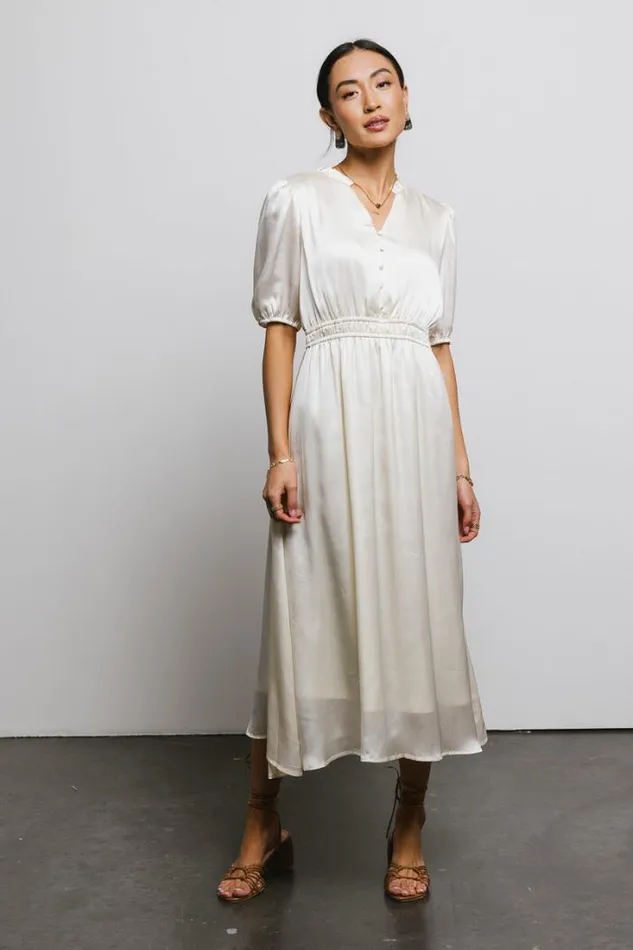 Bohme Dresses VNeck Satin Midi Dress In Cream Cream 8211 Women Bohme Dresses VNeck Satin Midi Dress In Cream Cream 8211 Women