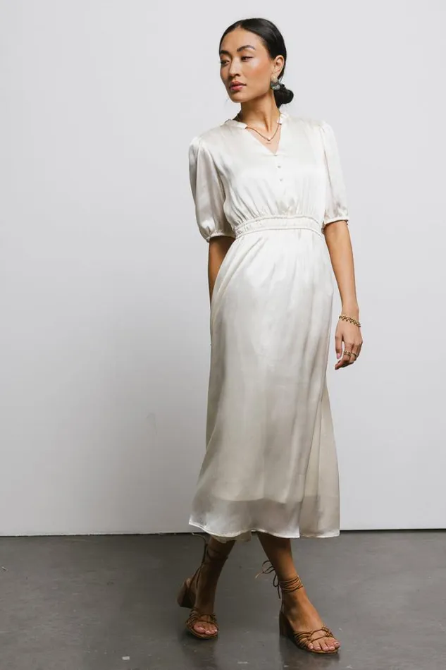 Bohme Dresses VNeck Satin Midi Dress In Cream Cream 8211 Women Bohme Dresses VNeck Satin Midi Dress In Cream Cream 8211 Women
