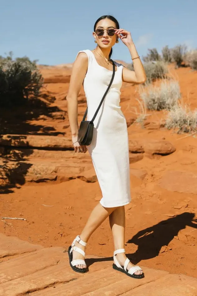 Bohme Dresses Zarela Ribbed Dress In White White 8211 Women