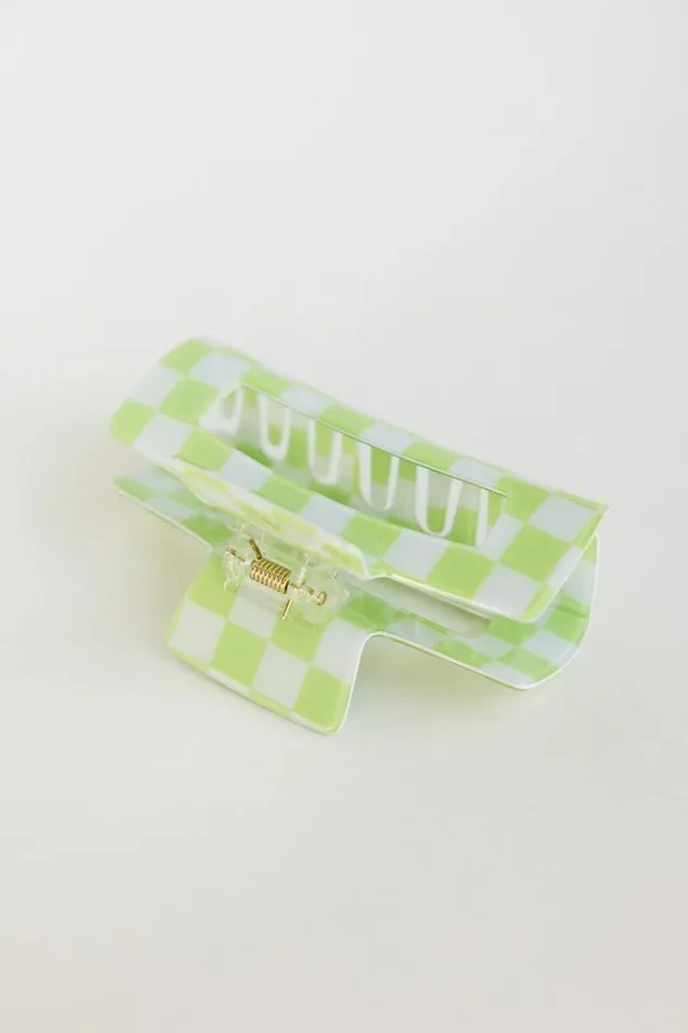 Bohme Hair Accessories Checkered Rectangle Claw Clip In Mint Mint 8211 Women