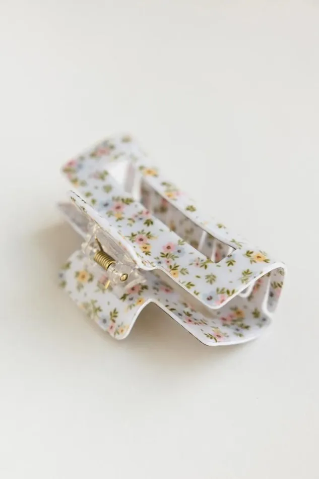 Bohme Hair Accessories Floral Rectangle Claw Clip In White White 8211 Women