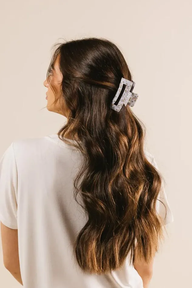Bohme Hair Accessories Floral Rectangle Claw Clip In White White 8211 Women