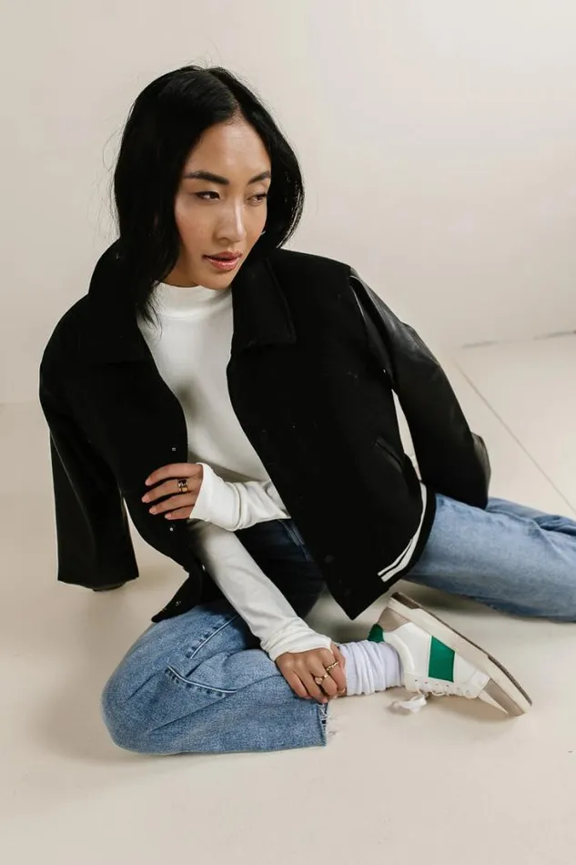 Bohme Jackets and Blazers Starting Line Up Varsity Jacket Black 8211 Women Bohme Jackets and Blazers Starting Line Up Varsity Jacket Black 8211 Women
