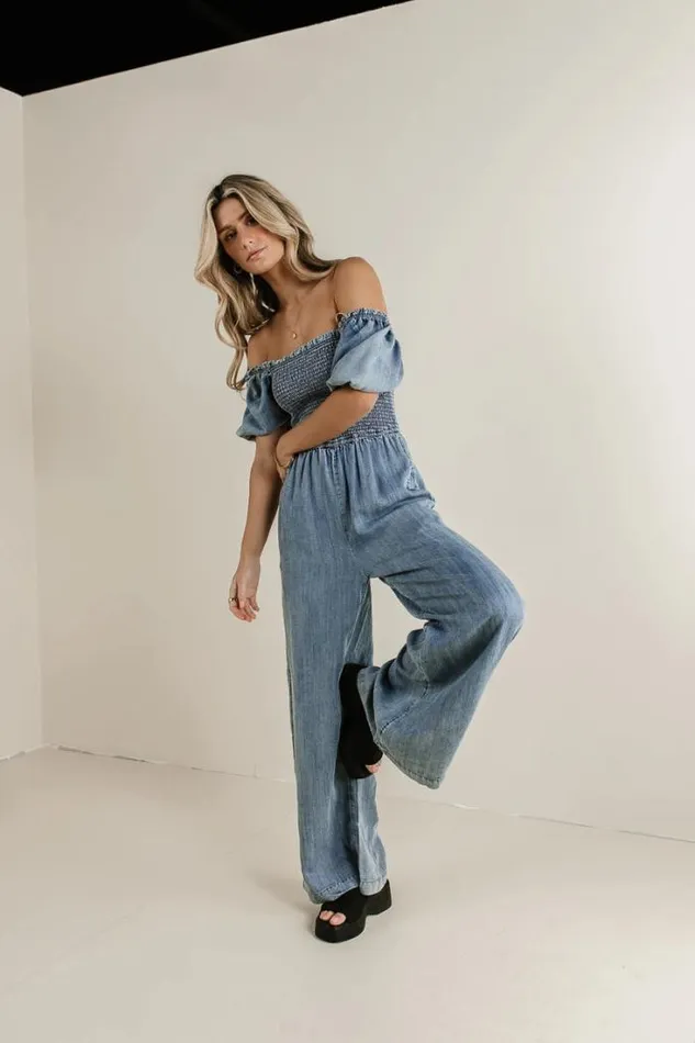 Bohme Jumpsuits and Overalls Piper Smocked Jumpsuit Denim 8211 Women Bohme Jumpsuits and Overalls Piper Smocked Jumpsuit Denim 8211 Women