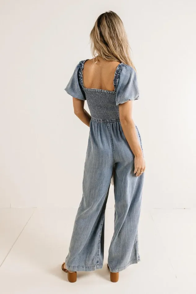 Bohme Jumpsuits and Overalls Piper Smocked Jumpsuit Denim 8211 Women Bohme Jumpsuits and Overalls Piper Smocked Jumpsuit Denim 8211 Women