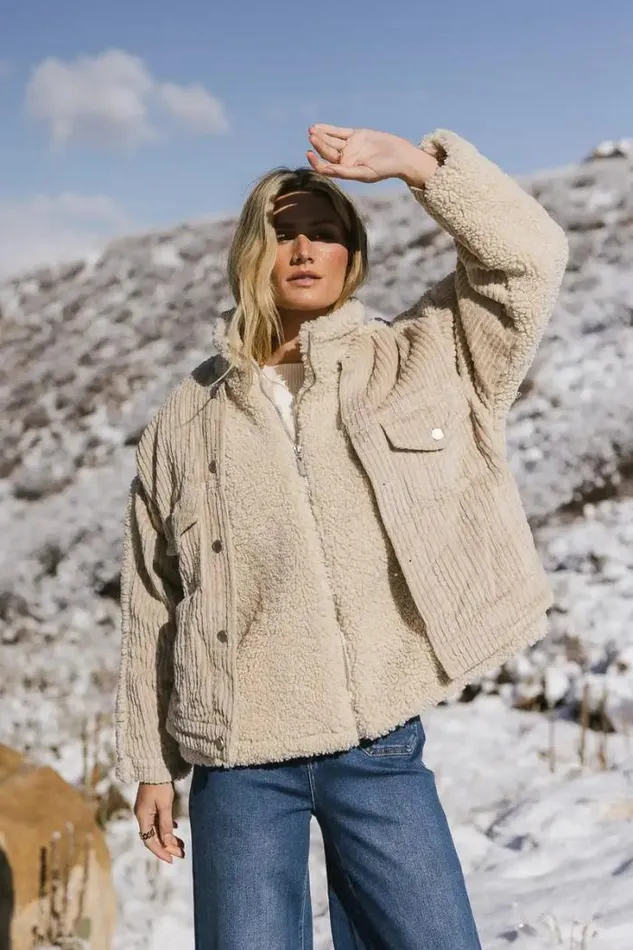 Bohme Outerwear BlankNYC Corduroy Sherpa Jacket Cream 8211 Women