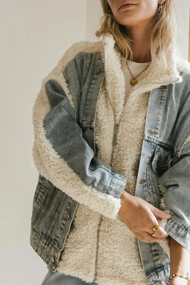 Bohme Outerwear BlankNYC Denim Sherpa Jacket Light Wash 8211 Women