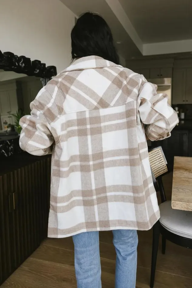 Bohme Outerwear Madeline Plaid Shacket In Taupe Taupe 8211 Women Bohme Outerwear Madeline Plaid Shacket In Taupe Taupe 8211 Women