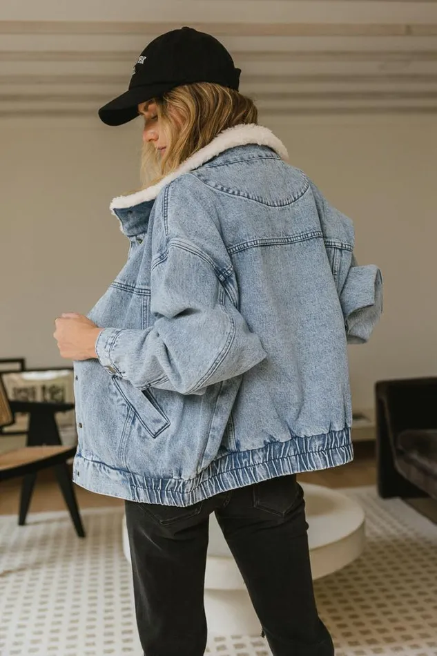 Bohme Outerwear Sherpa Collar Denim Jacket Light Wash 8211 Women Bohme Outerwear Sherpa Collar Denim Jacket Light Wash 8211 Women