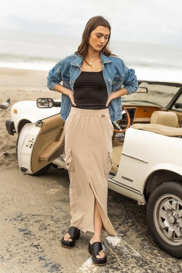 Bohme Skirts Ellie Cargo Skirt In Taupe Taupe 8211 Women Bohme Skirts Ellie Cargo Skirt In Taupe Taupe 8211 Women