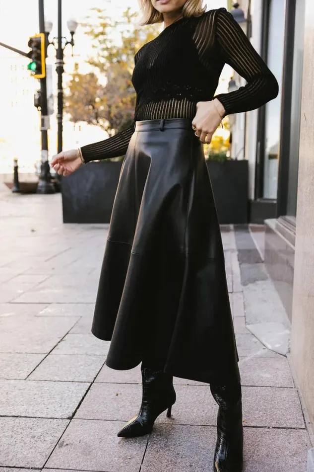 Bohme Skirts Holland Faux Leather Skirt Black 8211 Women