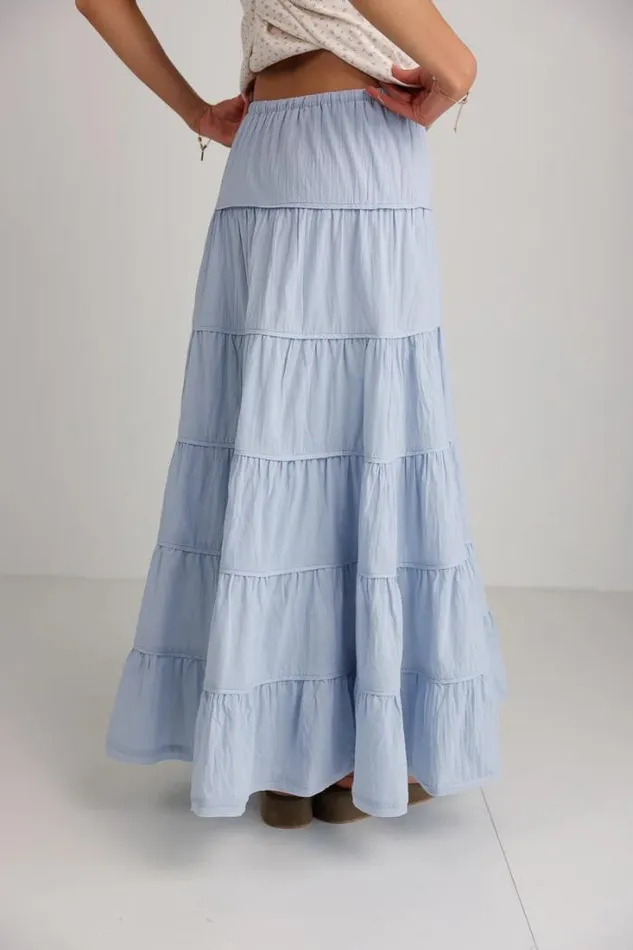 Bohme Skirts Kenzington Tiered Skirt In Blue Blue 8211 Women Bohme Skirts Kenzington Tiered Skirt In Blue Blue 8211 Women