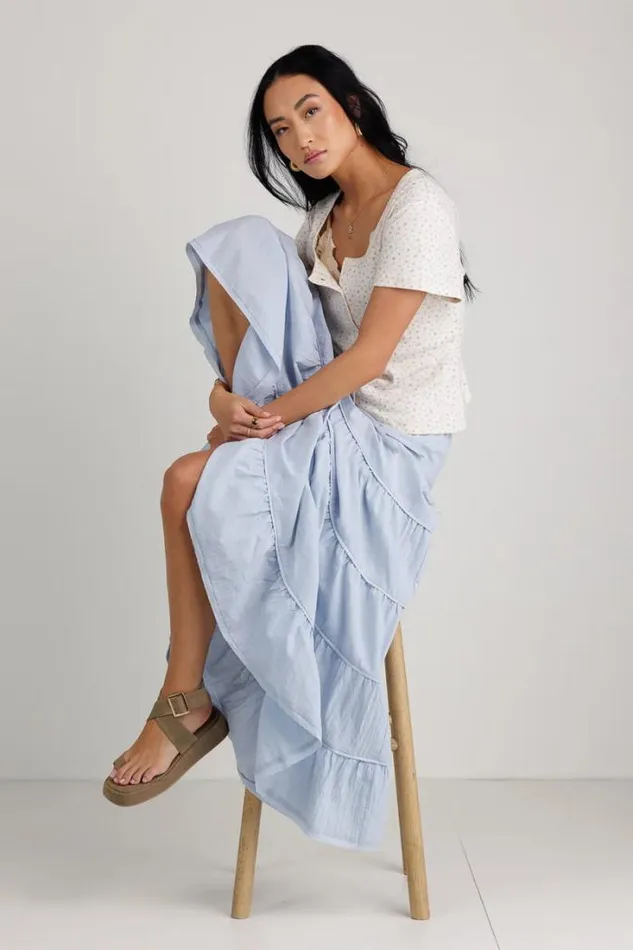 Bohme Skirts Kenzington Tiered Skirt In Blue Blue 8211 Women Bohme Skirts Kenzington Tiered Skirt In Blue Blue 8211 Women