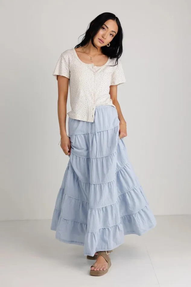 Bohme Skirts Kenzington Tiered Skirt In Blue Blue 8211 Women Bohme Skirts Kenzington Tiered Skirt In Blue Blue 8211 Women