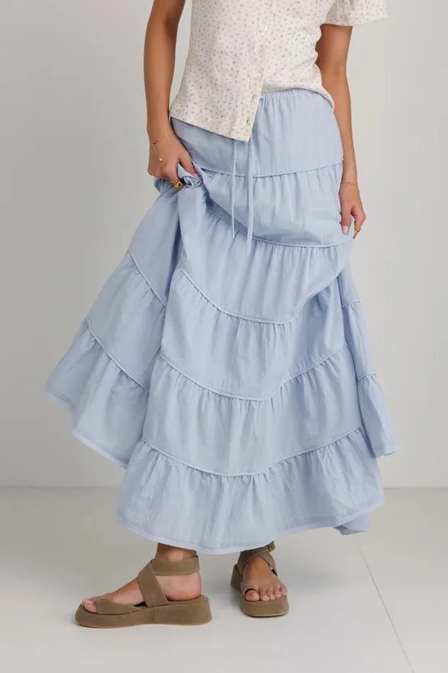 Bohme Skirts Kenzington Tiered Skirt In Blue Blue 8211 Women Bohme Skirts Kenzington Tiered Skirt In Blue Blue 8211 Women