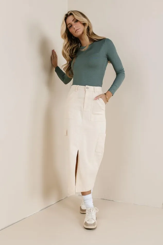 Bohme Skirts Khloe Cargo Denim Skirt Ivory 8211 Women