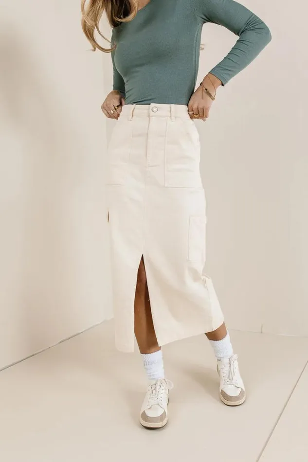 Bohme Skirts Khloe Cargo Denim Skirt Ivory 8211 Women Bohme Skirts Khloe Cargo Denim Skirt Ivory 8211 Women