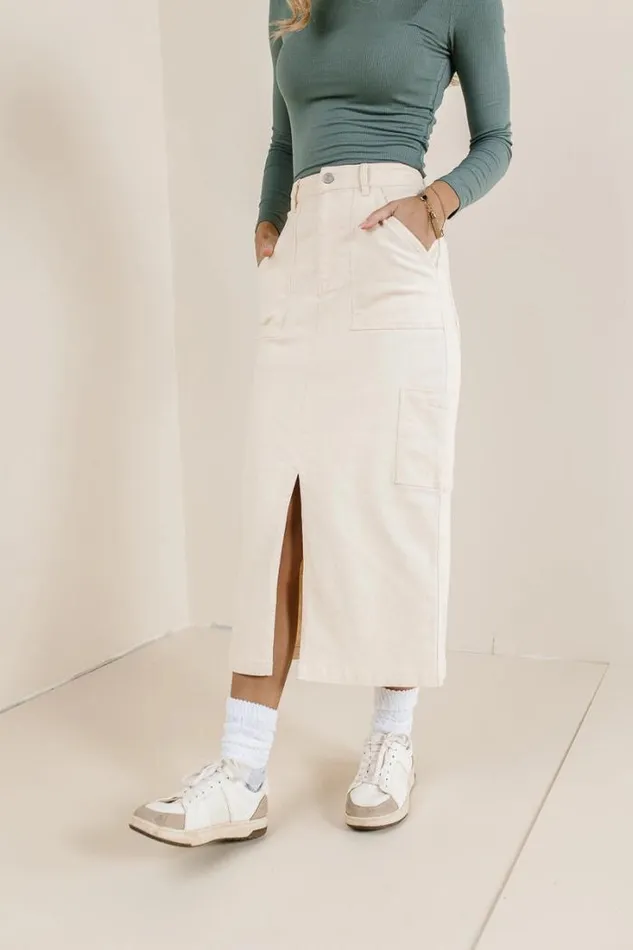 Bohme Skirts Khloe Cargo Denim Skirt Ivory 8211 Women Bohme Skirts Khloe Cargo Denim Skirt Ivory 8211 Women