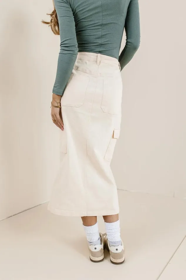Bohme Skirts Khloe Cargo Denim Skirt Ivory 8211 Women Bohme Skirts Khloe Cargo Denim Skirt Ivory 8211 Women