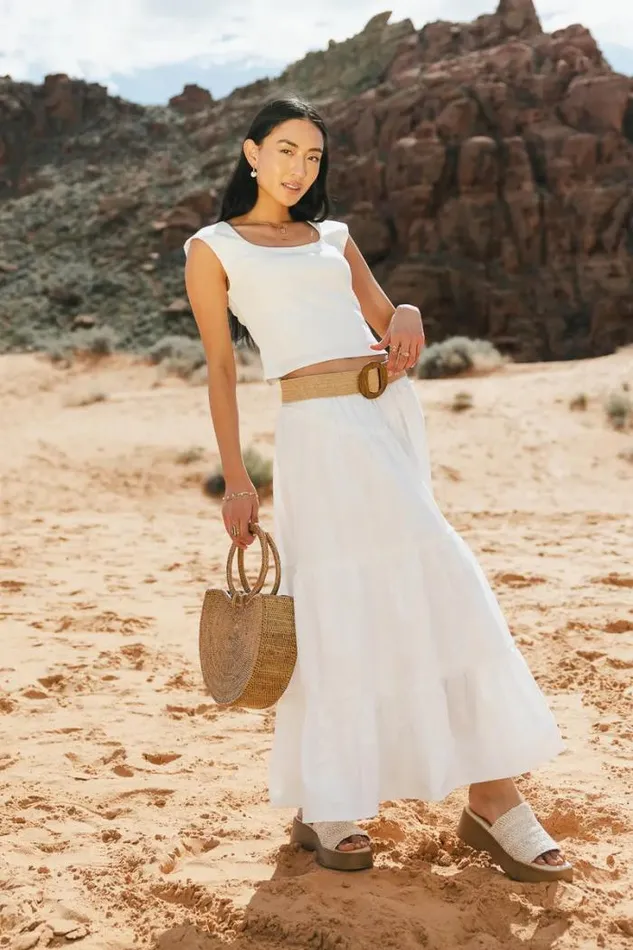 Bohme Skirts Layana Tiered Skirt In White White 8211 Women Bohme Skirts Layana Tiered Skirt In White White 8211 Women