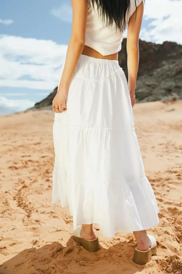Bohme Skirts Layana Tiered Skirt In White White 8211 Women Bohme Skirts Layana Tiered Skirt In White White 8211 Women