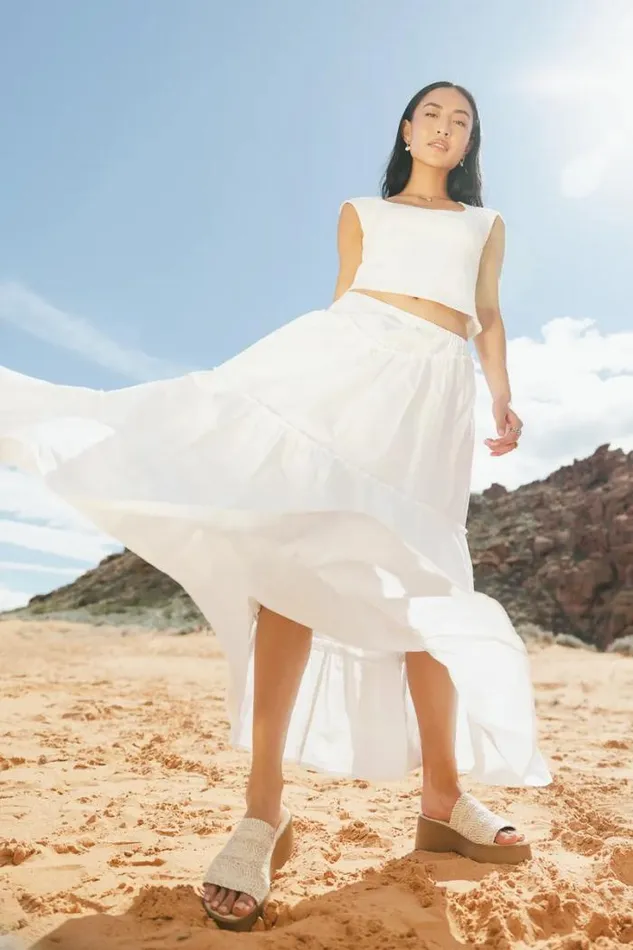 Bohme Skirts Layana Tiered Skirt In White White 8211 Women Bohme Skirts Layana Tiered Skirt In White White 8211 Women
