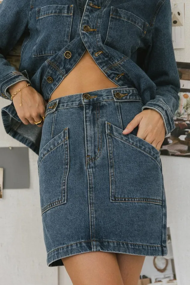 Bohme Skirts Phoenix Denim Skirt Medium Wash 8211 Women