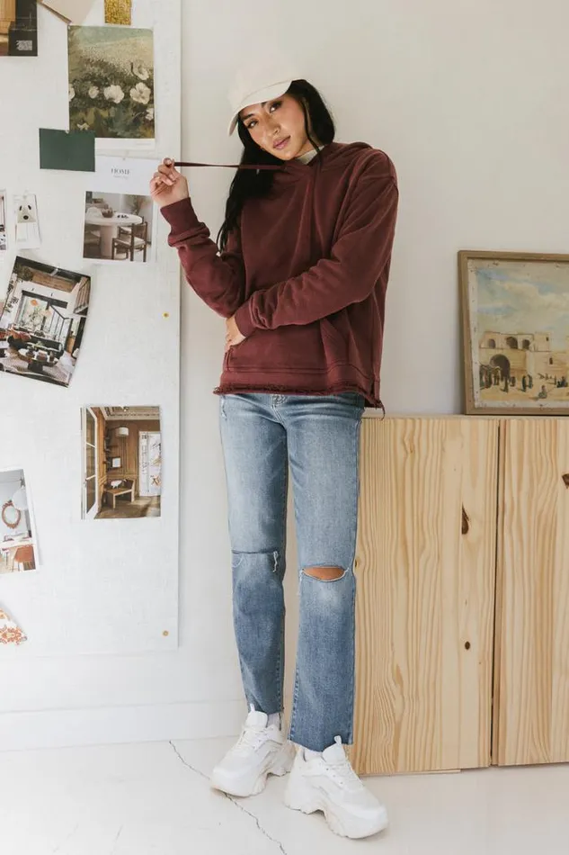 Bohme Sweaters Blakely Hoodie In Maroon 8211 FINAL SALE Maroon 8211 Women Bohme Sweaters Blakely Hoodie In Maroon 8211 FINAL SALE Maroon 8211 Women